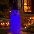 thumbnail image 2 of Hvmvliv Ghost Decor 47.24in Colored Halloween Scary Ghost with Witch Hat Decorations Spooky Ghosts LED Lights for Halloween Decoration for Front Porch Yard White, 2 of 9