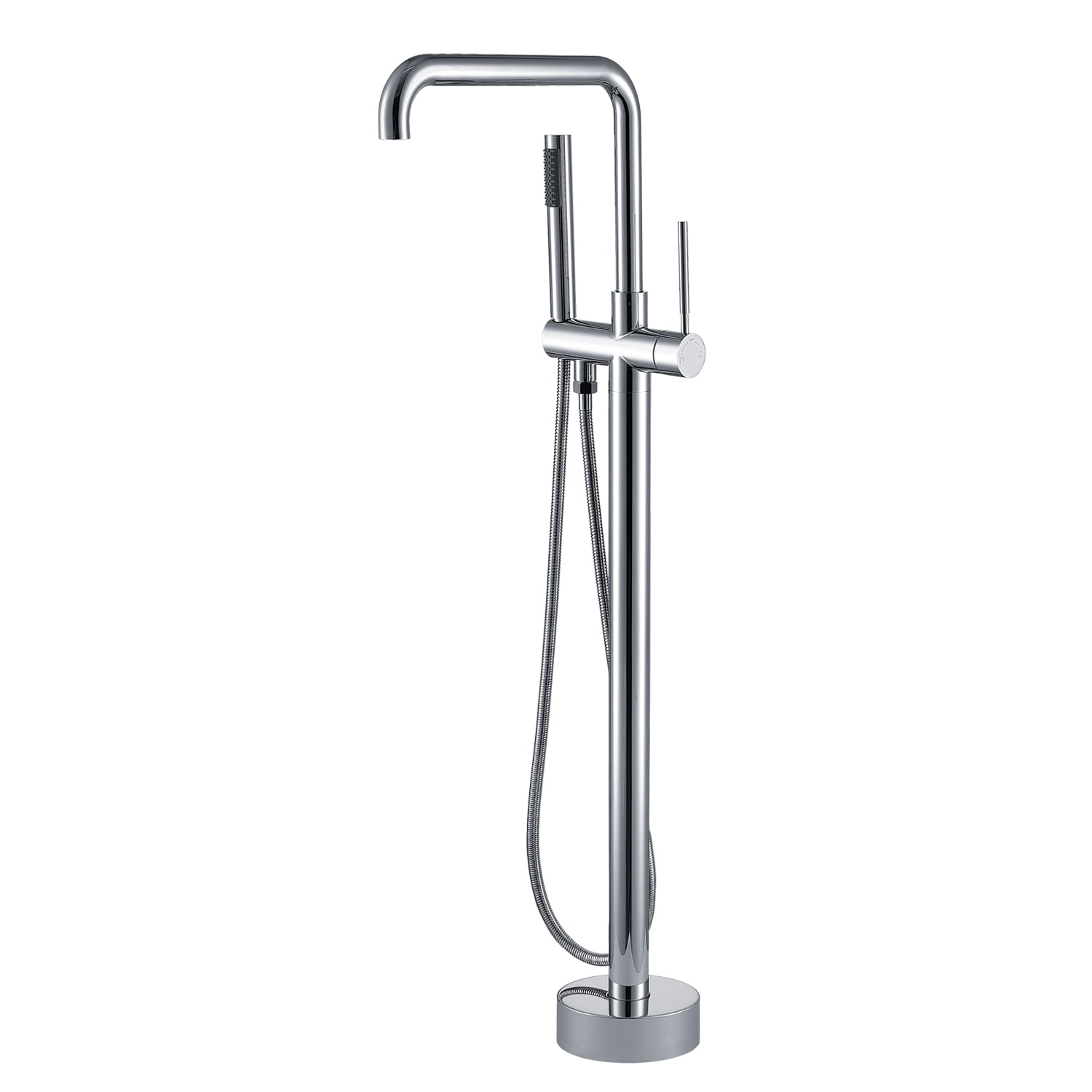 Freestanding Bathtub Faucet, Floor Mount Bathtub Faucet with 2 Water Outlet Modes, Sivwel Gooseneck Spout with Hand Shower,Stainless steel Single Handle Tub Filler Freestanding Bathtub Faucet,