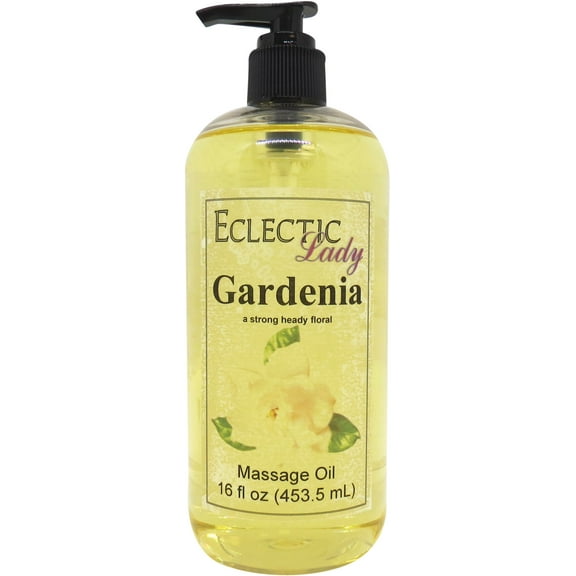 Gardenia Massage Oil by Eclectic Lady, 16 oz, Sweet Almond Oil and Jojoba Oil