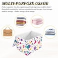 thumbnail image 6 of Yayeee Collapsible Cube Storage Bin with Lid Fabric Closet Decorative Basket with Handles, Retro Round, 6 of 7
