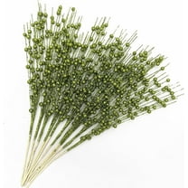 17" Artificial Glitter Berry Stem Ornaments,10 Pack Decorative Christmas Picks Glittery Bead Sticks Branches for Christmas Tree Decor,Green