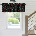 thumbnail image 4 of Kitchen Valances for Window, Christmas Red Green Paws Texture Light Filtering Rod Pocket Valance Curtain, Winter Snowflake on Black &nbsp;Short Curtains Window Topper for Bedroom Living Room 60x18in, 4 of 9