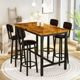 thumbnail image 2 of Recaceik Bar Table and Chairs Set Industrial Counter 35.4"H Table Set with 4 PU Upholstered Stools, 2 of 6