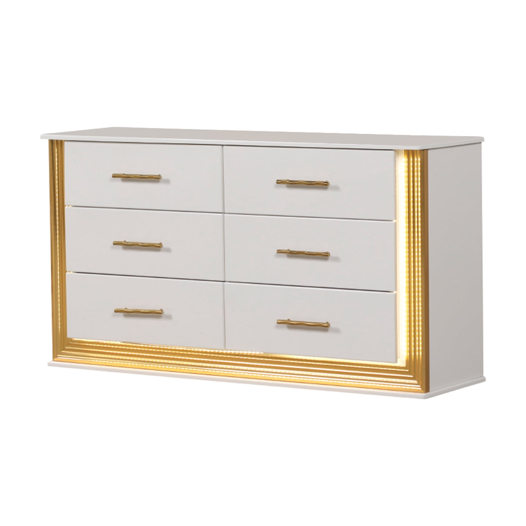 Obsession Contemporary Style 6-Drawer Dresser Made with Wood & Gold Finish(Includes Only dresser)