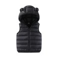 thumbnail image 4 of Kids Bear Ear Hooded Puffer Vest Boys Girls Sleeveless Quilted Warm Gilet Full Zip Lightweight Padded Vest for Toddlers Fall Winter School Daily Outdoor Wear(12-18Months,Black), 4 of 4