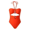 thumbnail image 2 of uublik Women Swimsuit Tankini Orange Slimming Bathing Suit 1 Piece Beach Outfit Sport Swim Suits, 2 of 6
