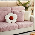 thumbnail image 2 of 1pc Stretch Sofa Cover with Anti-Slip Backing - Protects Couch Cushions from Pets, Kids, and Cats - Velvet Sectional Couch Cover (Pillow Case) - Pink & White Stripe, 2 of 4