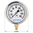 thumbnail image 5 of MEASUREMAN Medidor de presión de plomería lleno de glicerina con tamaño de esfera de 4 ", caja de acero inoxidable de 0-160 psi, montaje inferior NPT de 1/4", 5 of 5
