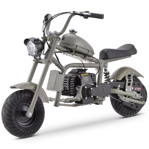 QEASET Gas Mini Chopper Bike, 40CC 4-Stroke Dirt Bike with Big Headlight, Rear Shock Absorber, Metal Frame, Disc Brakes, Max Load 165Lbs, Up to 20Mph, Gary