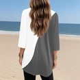 thumbnail image 4 of WTOBBY Women's Fashion Casual Retro Geometric Print V-Neck Mid-Length Tunic Tops with Pockets, 3/4 Sleeve Blouses, Daily Use Comfort Shirt,Dark Gray 3XL, 4 of 5