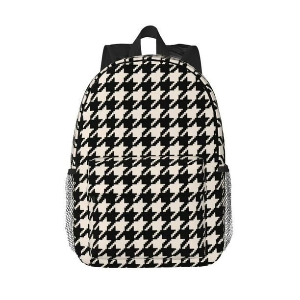 Easygdp Black and white houndstooth Mochila Ligera de 15 Pulgadas para Estudiantes, Mochila Cómoda para la Escuela y Viajes, Correas Ajustables