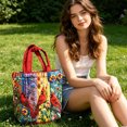 thumbnail image 5 of Quilted Tote Bag for Women, Digital Print Shoulder Handbag, Large Capacity Lightweight Oxford Cloth Shopping Bag, Durable Work Commuter Travel Carry-on, 5 of 5