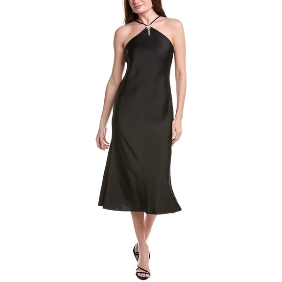 Adrianna Papell womens Solid Sleeveless Midi Dress, 0, Black