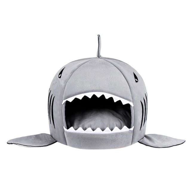 Cama para mascotas, nido para mascotas con forma de tiburón de dibujos animados, nido cálido de algodón para otoño e invierno para el hogar, mascotas pequeñas Yuarrent EL006628-00