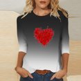 thumbnail image 1 of Camiseta de Manga Tres Cuartos Fiudx con Cuello Redondo y Estampado para Mujer Holgada de Manga Larga, 1 of 3