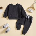 thumbnail image 3 of DJDLJWCJ Girls 2 Piece Outfit Set Long Sleeve Crewneck Sweatshirt and Elastic Waist Jogger Pants Set Dark Gray Size 6-12M, 3 of 7