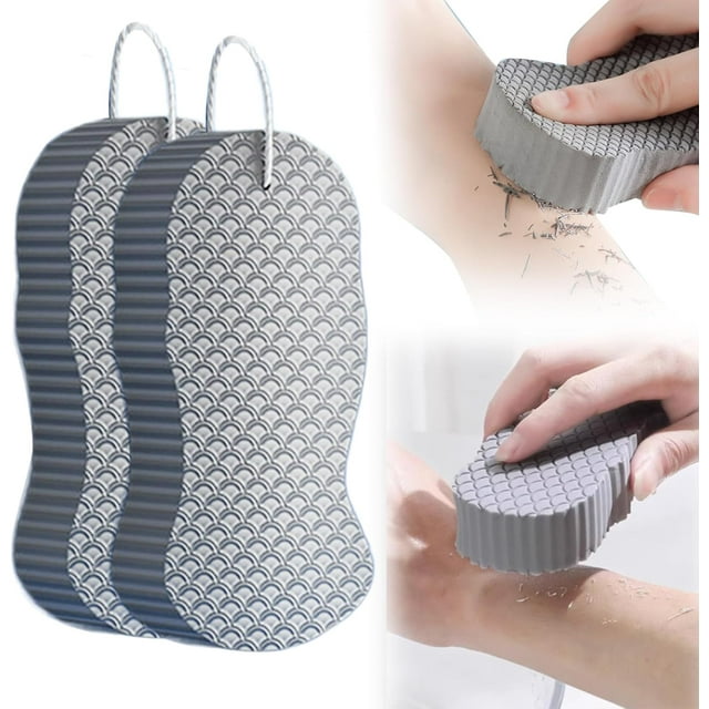 Magic Exfoliating Sponge, Super Soft Reusable Bath Sponge (Gray, 2PCS)