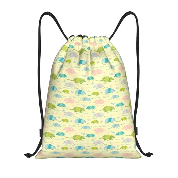 Fotbe Armadillo Floral Bolsa Mochila con Cordón Estampada, Bolsa de Gimnasio Deportiva, Bolsa Cinch, Bolsa con Cordón para Hombres y Mujeres-Small