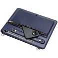 thumbnail image 6 of for Samsung Tab S9 11.0" 2023 SM-X710 Envelope Wallet Back Case, Premium PU Leather Zipper Pocket Kickstand with Shoulder Strap & Hand Strap Case for Tab S9 FE 10.9" 2023 SM-X510 - Darkblue, 6 of 7