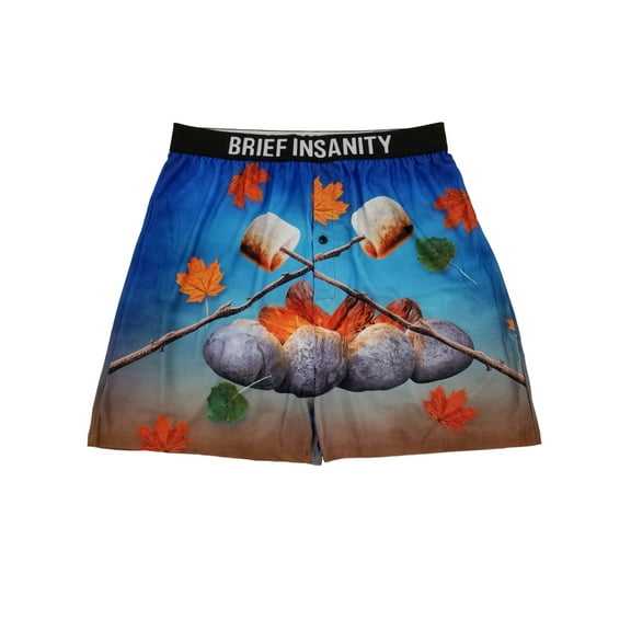 Brief Insanity Mens Happy Camper Novelty Underwear Boxer Shorts S