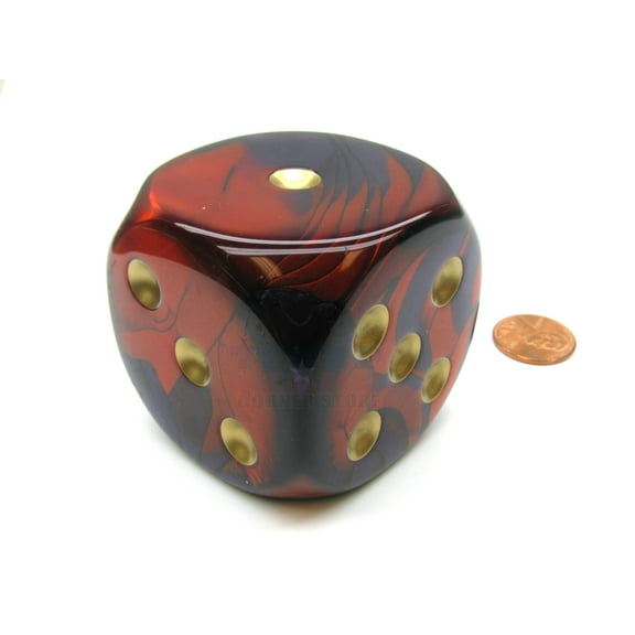 Chessex Gemini 50mm Huge Large D6 Dice, 1 Piece - Purple-Red with Gold Pips #DG5026