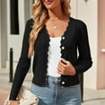 thumbnail image 4 of Womens Shirts Blouses Long Sleeve Cropped Lightweight Cardigan Button Down V Neck Womens Summer Clothes,Black,M, 4 of 7