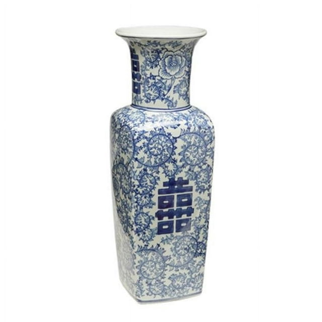 AA Importing 59774 Vase Carré Antique Vert Pâle & Bleu 17 Po.