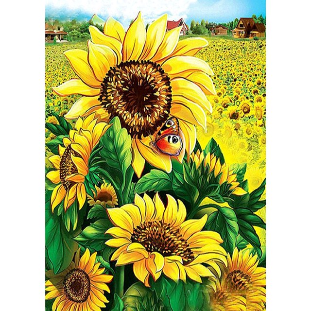 Cuadros Decorativos 5D bricolaje completo taladro diamante pintura girasol punto de cruz Craft Kit (z1311) Wdftyju embutido en tela