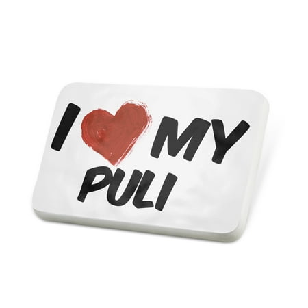 Porcelein Pin I Love my Puli Dog from Hungary Lapel Badge – NEONBLOND