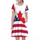 thumbnail image 1 of Balery USA Canada Flag Vestidos sueltos de manga corta para mujer, vestidos de verano 2025, vestidos casuales de corte A con vuelo., 1 of 6