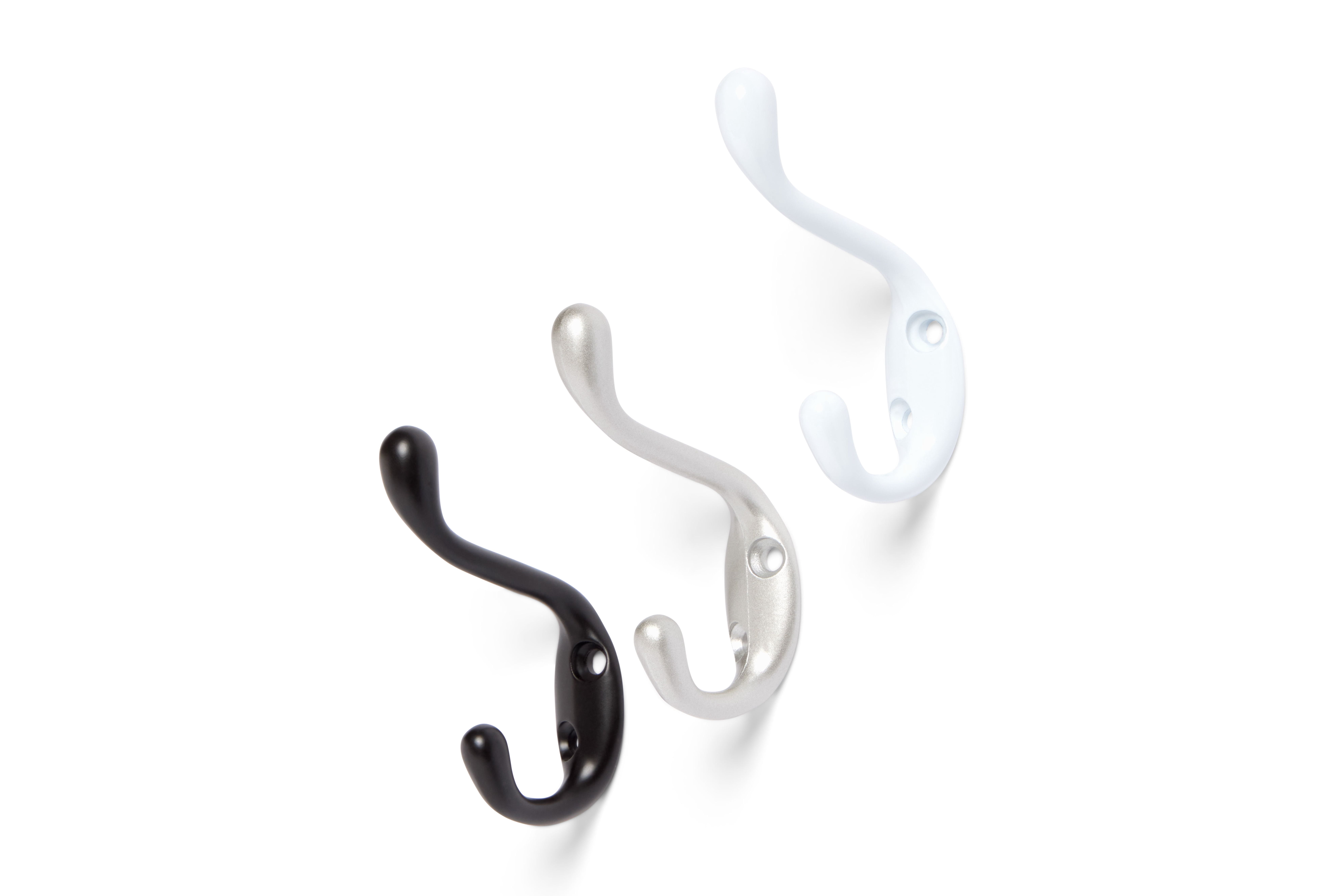 (2 pack) Mainstays, Double Hook Satin Nickel Metal Hook for Hanging Towels and Coats, 10 lbs Capacity, 1 ct