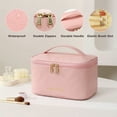 thumbnail image 3 of (2 pack) Makeup Bag for Women, Portable Cosmetic Bag, Large Capacity Travel Makeup Organizer, Cosmetic Brush Case Gifts for Girls with Handle (Pink), 3 of 7