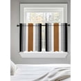 thumbnail image 5 of Modern Brown Black Tier Curtains 24 Inch Length,Sheer Curtains for Bedroom Living Room Window Boho Contemporary Geometric Striped Voile Drapes Kitchen Curtains Small Half Window 27.5"x24" 2 Panels, 5 of 7