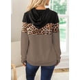 thumbnail image 4 of Sumai Women's Leopard-Print Hoodie Crew-Neck Long-Sleeved Color-Matching Drawstring Hoodie, 4 of 5
