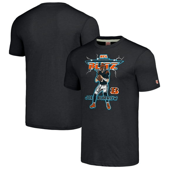 Unisex Homage Joe Burrow Heathered Charcoal Cincinnati Bengals NFL Blitz Player Tri-Blend T-Shirt