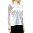 thumbnail image 5 of Lixiuxyad Colla Shirt Women Women's Fashionable Casual Long Sleeved Stand Imitation Silk Top Shirt, 5 of 6