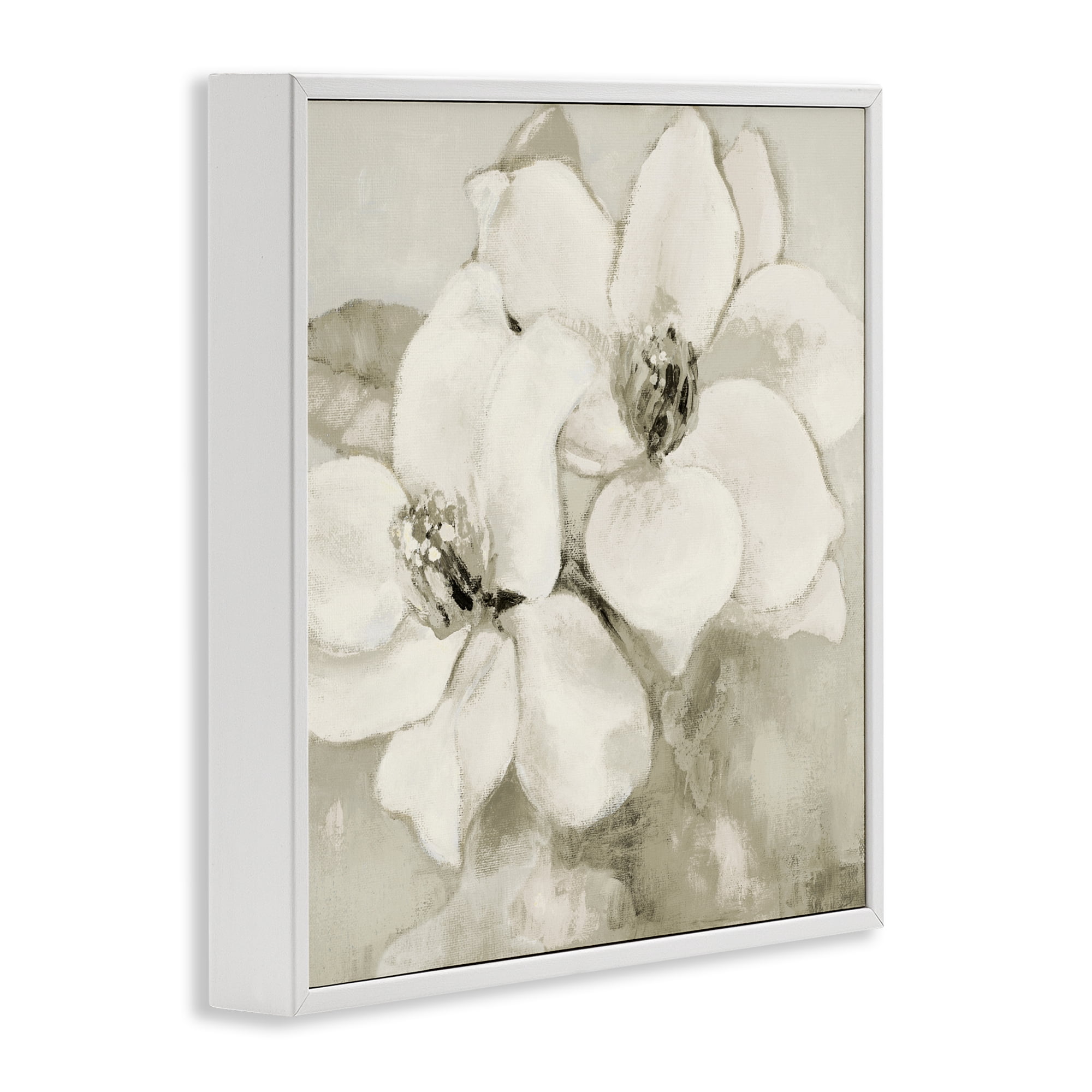 Stupell Industries Subtle Beige Magnolias White Framed Giclee Art, design by Lanie Loreth