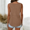 thumbnail image 4 of Women's Summer Cotton Linen Sleeveless Button Down Pleated Tank Tops Dressy Casual Work Blouses Brown XL, 4 of 4