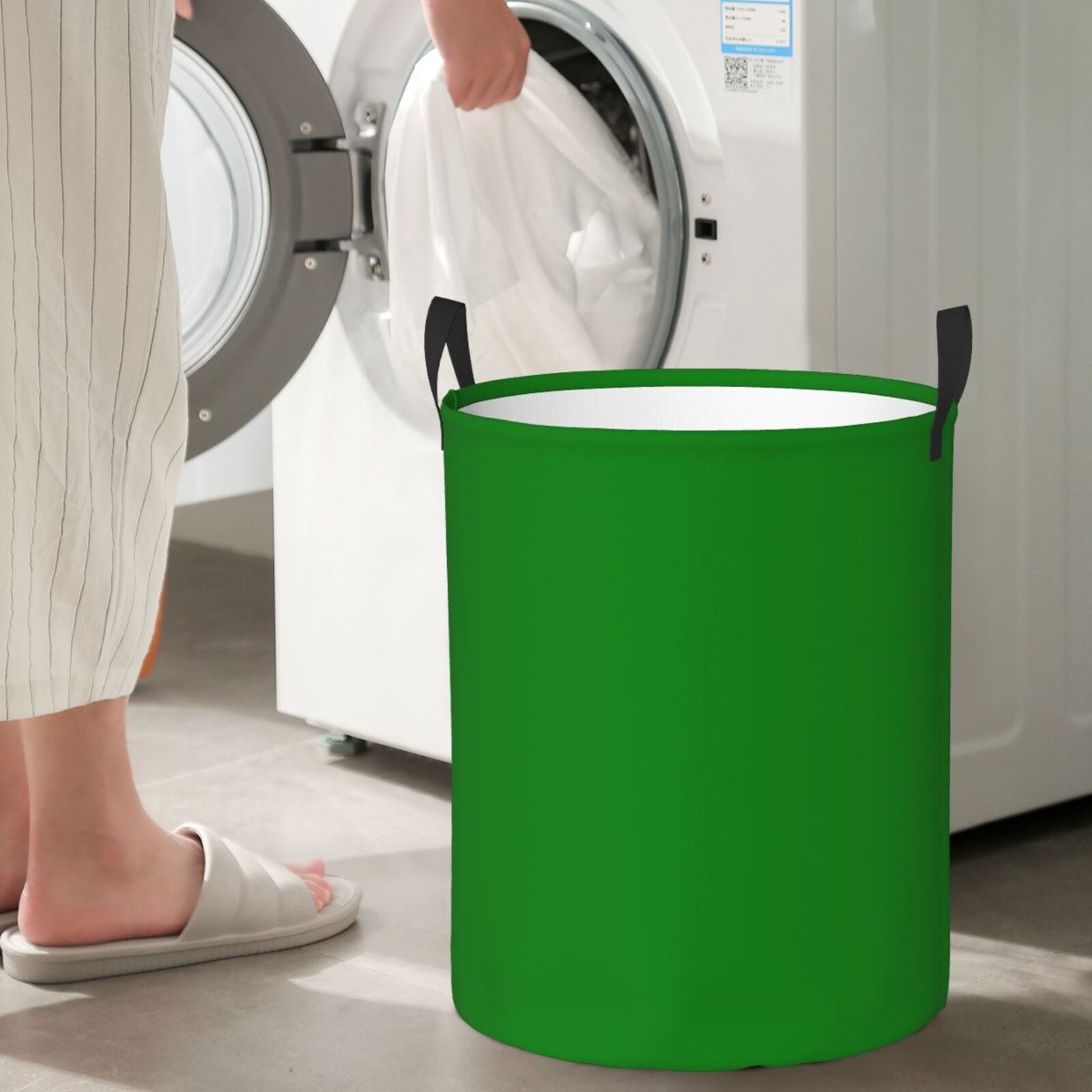 Large Laundry Basket with Handles - dark-green Kids Baby Dirty Clothes Laundry Hamper for Bedroom Aesthetic