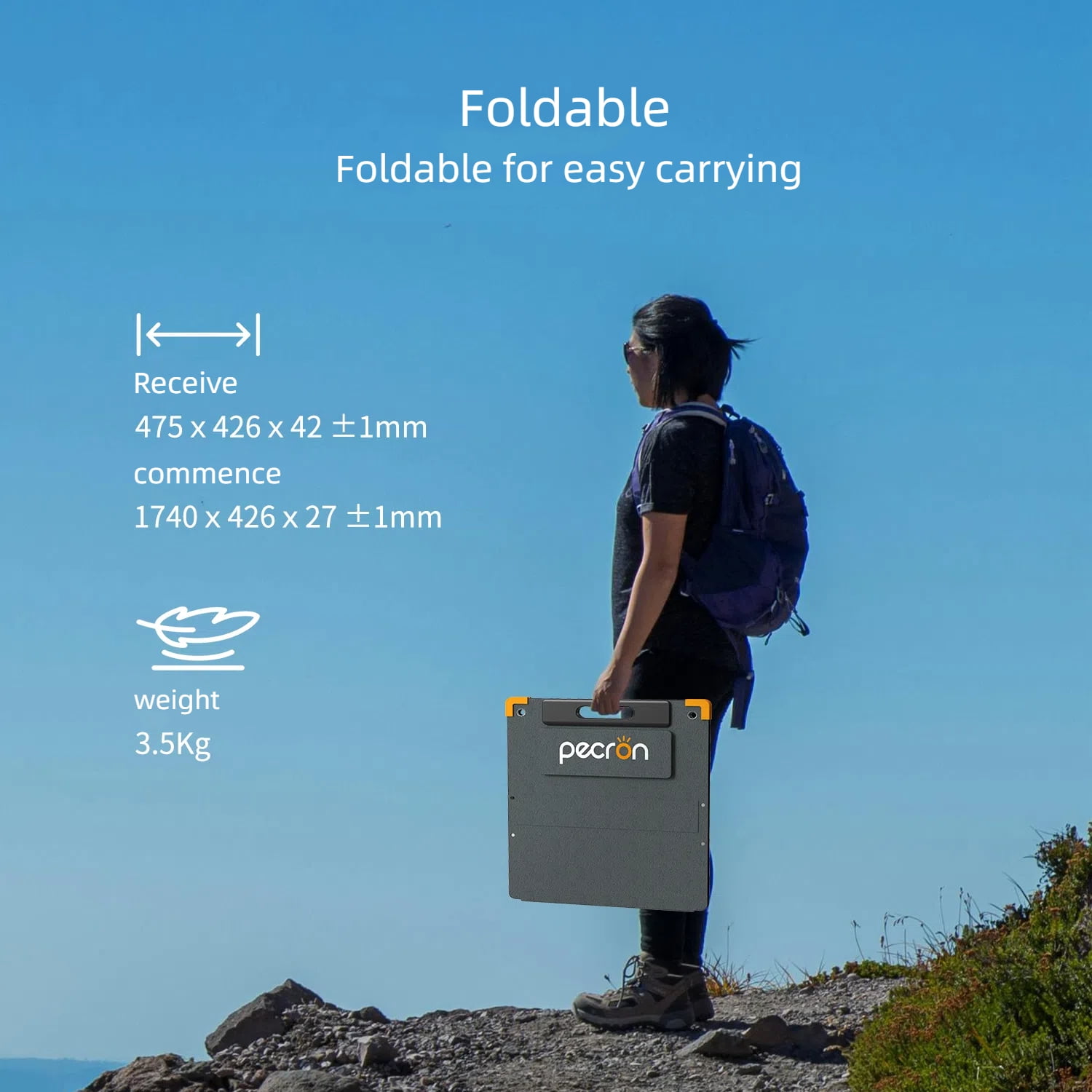 Pecron 100W Foldable Waterproof IP67 Solar Panel Portable Solar Panel E600LFP/E1500LFP/E2000LFP/Portable Power Station