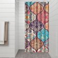thumbnail image 3 of Small Stall Narrow Shower Curtain 36"W x 72"L – Tropical Bohemian Leaves, Mid-Century Abstract Boho Botanical Bathroom Decor, Vintage Floral Palm Leaf Pattern, Rustic Tribal Folk Style, 3 of 5