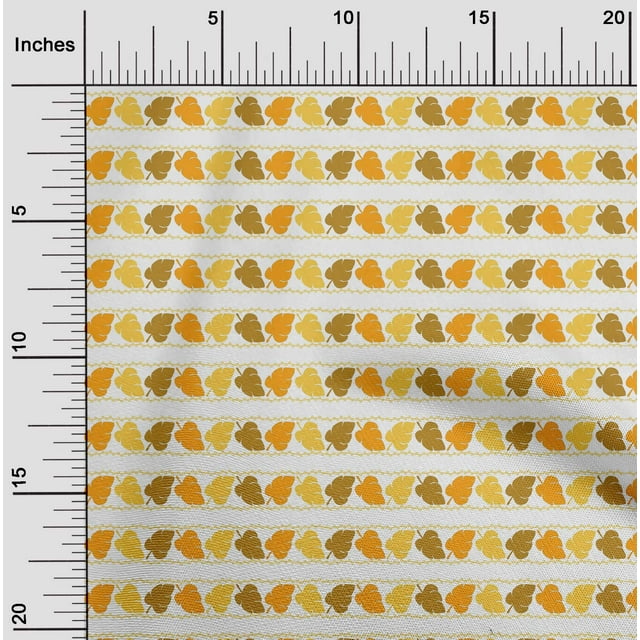 oneOone Polyester Lycra Mustard Yellow Fabric Leaves Block Sewing Material Print Fabric By The Yard 56 Inch Wide