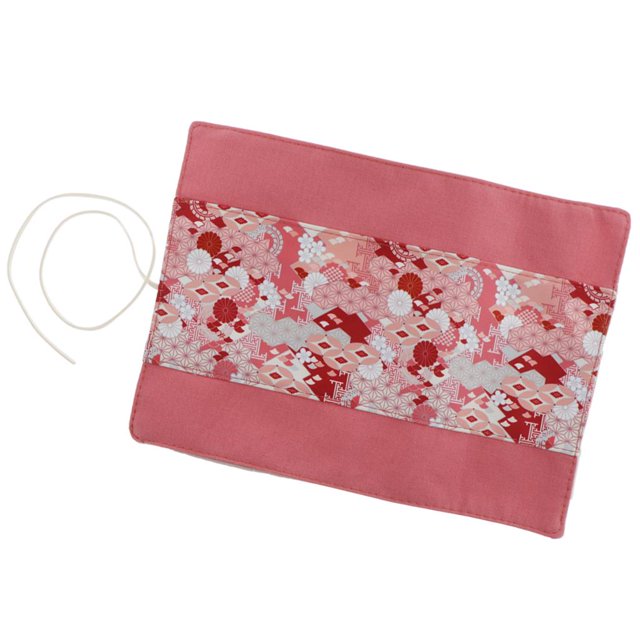 Estuche enrollable de estilo chino para bolígrafos y lápices, bolsas de almacenamiento, organizadores de pinceles Rosado
