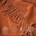 thumbnail image 2 of Battilo Rust Orange Throw Blanket, Soft Chenille Knit Throws with Tassels, Caramel Blanket,50"x60", 2 of 8
