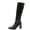 Black, variant on ATENAR Womens Tall Dress Boots,Glossy Finish Boots,Side Zipper,Soft Supportive,Mid Heel,Black,7.5