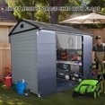 thumbnail image 4 of 8 x 6 FT Resin Outdoor Storage Shed with Floor, All-Weather Plastic Garden Shed with Lockable Doors & 2 Windows, Tool Storage Shed for Poolside, Backyard, Patio, Grey, 4 of 9