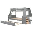 thumbnail image 6 of Harper & Bright Designs Twin Over Full Bunk Bed with Trundle and Built-in Desk, Wooden Bunkbed Frame with Storage Drawers and Shelf for Bedroom, Gray, 6 of 15