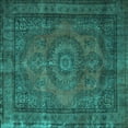 thumbnail image 1 of Ahgly Company Machine Washable Indoor Square Persian Turquoise Blue Traditional Area Rugs, 4' Square, 1 of 4