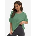 thumbnail image 2 of Summer Tops Womens Solid T Shirts for Women Loose Shirts Basic Tee, 2 of 6
