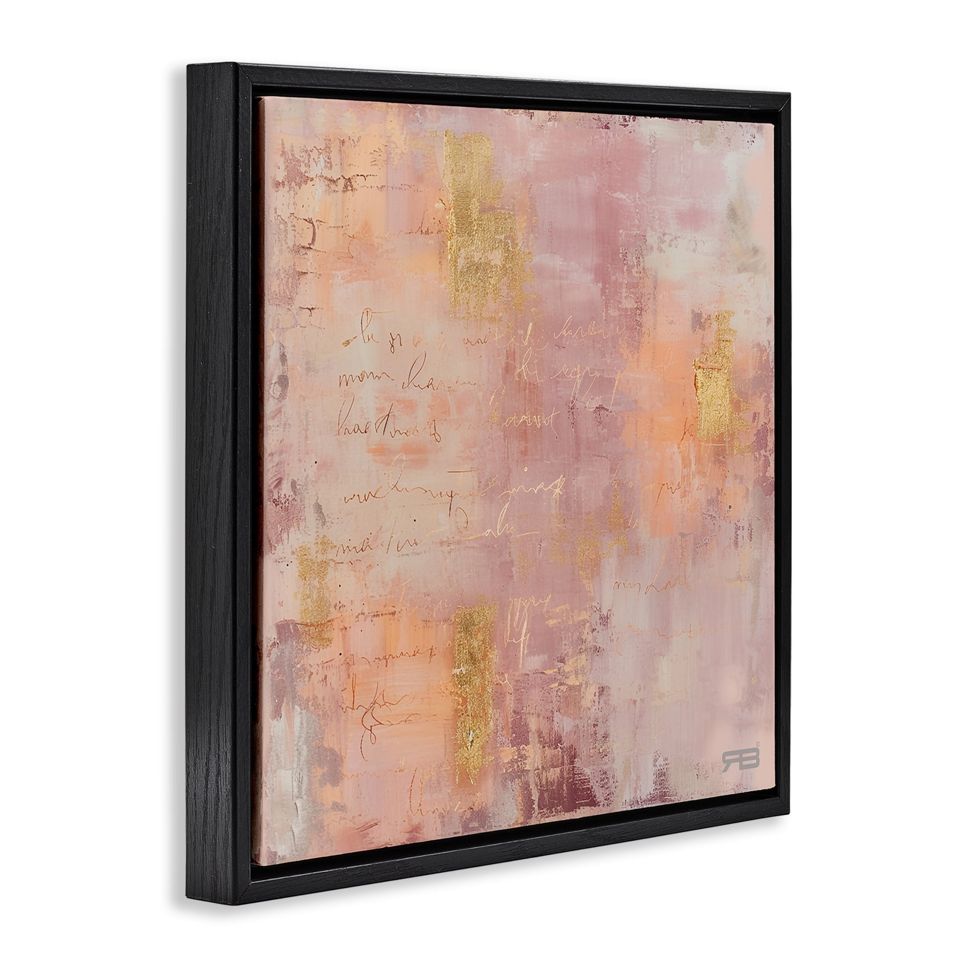 Stupell Industries Composition with Glam Script Abstract Painting Black Floater Framed Canvas Art Print Wall Art, 25 x 25